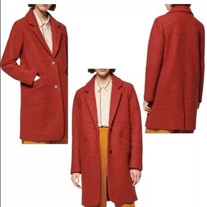 Marc New York Paige Bouclé Coat Women's US 12 Brick Knee Length Relaxed Fit